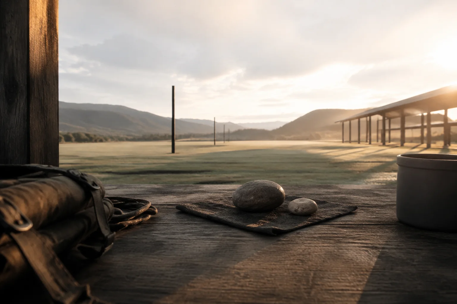 Observation markers at near, intermediate and far distances in an outdoor landscape